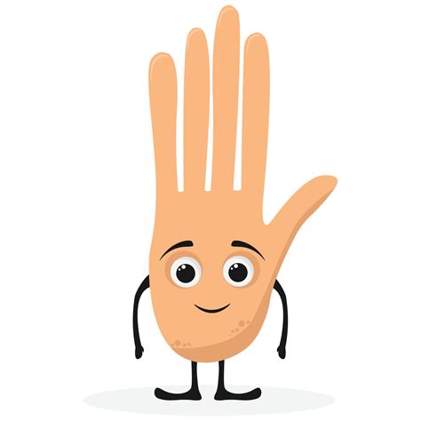 Linda Sonriente Contento Humano Mano Personaje Palma Mascota Con