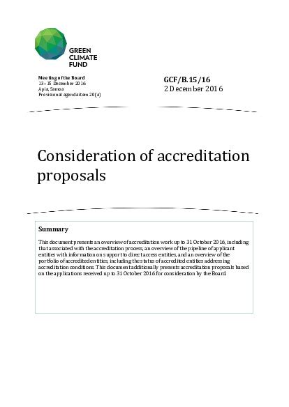 Gcfb1516 Consideration Of Accreditation Proposals Green Climate Fund