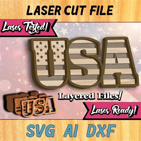 Usa Sign Laser Cut File American Flag Svg America Svg Svg Usa Laser