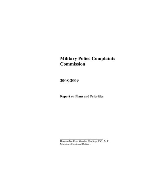 Military Police Complaints Commission 2008 2009