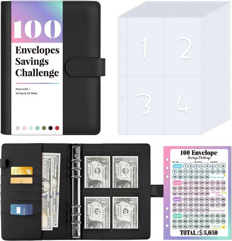 Amazon Winsing 100 Envelopes Money Saving Challenge Binder A5