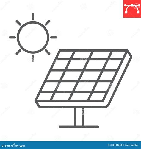 Solar Panel Line Icon Stock Illustration Illustration Of Vector