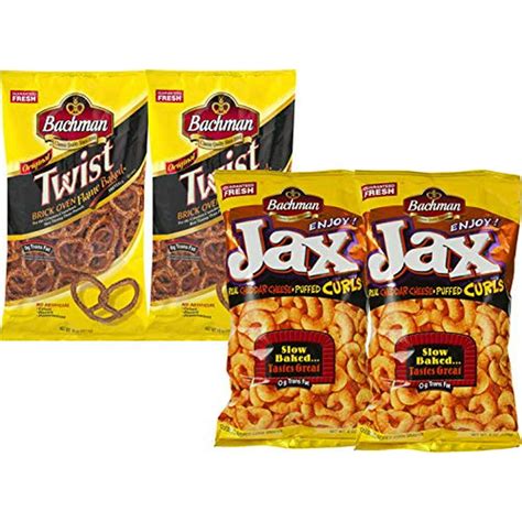 Bachman Jax Cheddar Cheese Curls And Bachman Twist Pretzels Variety 4