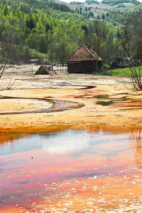 Water Pollution Of A Copper Mine Exploitation Stock Photo Image Of