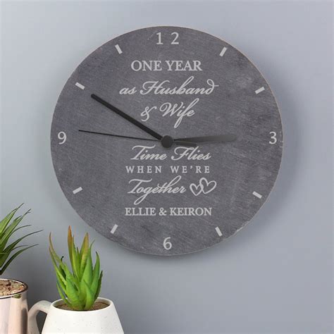 Personalised Anniversary Slate Clock Uk