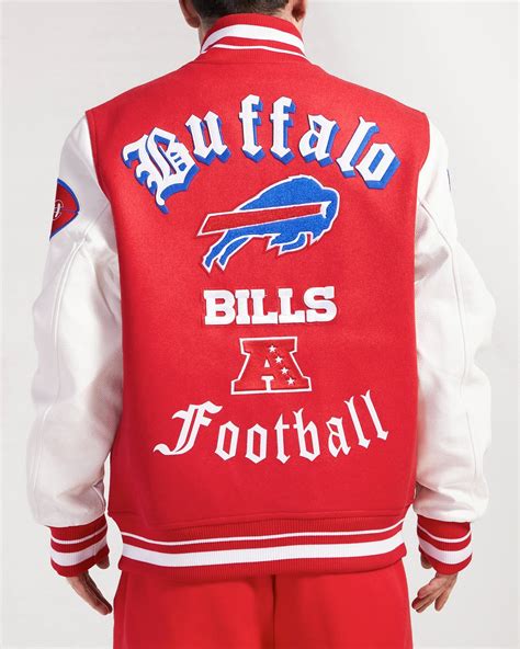 Nfl Buffalo Bills Old English Mens Rib Wool Varsity Jacket Redwhite