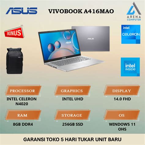 Jual Asus Vivobook A Mao Intel N Gb Gb Fhd W Ohs