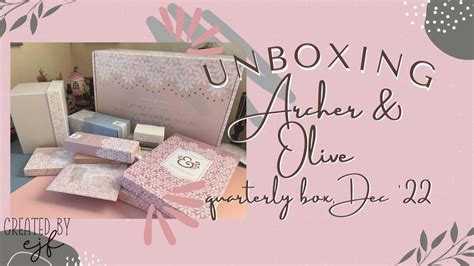 Unboxing Archer Olive December 2022 Quarterly Subscription Box Cozy