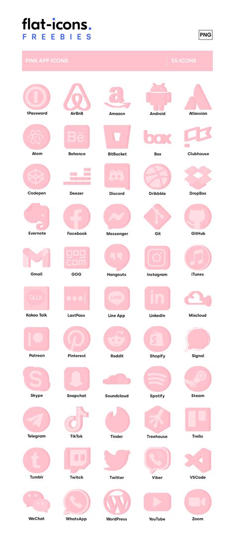 Pink App Icon Set Free Flat Icons