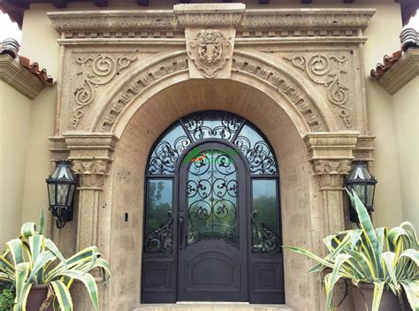 Luxury Exterior Main Entry Wrought Iron Door New Iron Grill Door