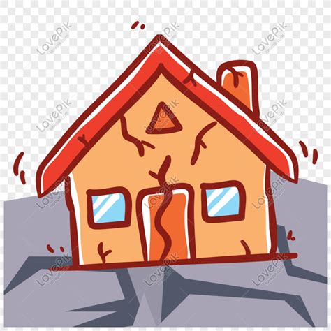 Cartoon House Collapsed By Earthquake Collapse House Disaster Png Image And Clipart Image For