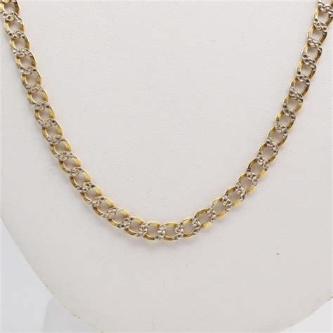 Kt Two Tone Gold Hollow Curb Link Necklace Property Room