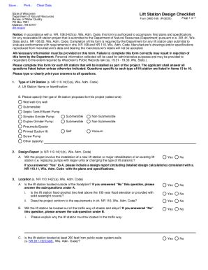 Fillable Online Dnr Wi Form 3400 168 Lift Station Design Checklist Fax