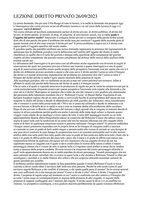 Diritto 1 Appunti Di Lorenzo LEZIONE DIRITTO PRIVATO 26 09 La