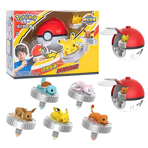 Pokemon Spinning Top Ball Toy Action Figure Original Pikachu Charmander