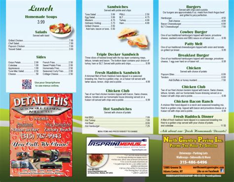 Cross Roads Diner Fasprint Menus