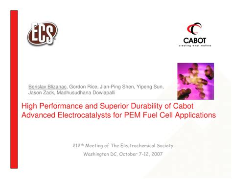 Pdf High Performance And Superior Durability Of Cabot Advanced Electrocatalysts For Pem Fuel