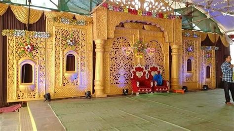 Weddings Golden Wedding Fiber New Design Pandal Stage For Indoor At Rs