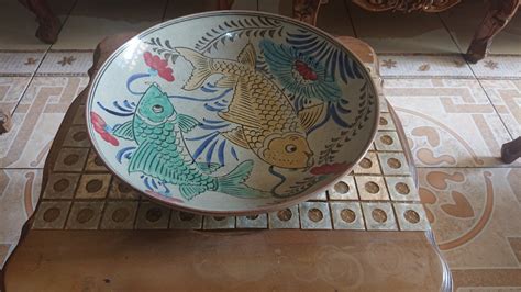 PROMO Pajangan Piring Retak Seribu Diameter Besar 40cm Motif Ikan