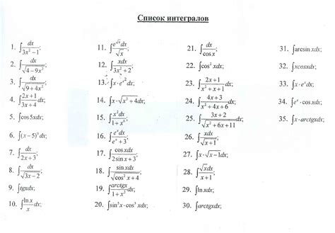 HA indefinable: полная таблица интегралов