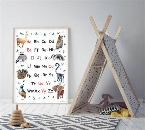 Animal Alphabet. English Alphabet Poster. Just Letters. Educational Print. Homeschool Poster ...