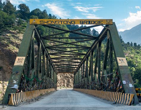 Shongtong Bridge spans the Satluj river in Kinnaur, Himachal Pradesh ...