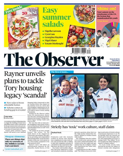 Observer Front Page Th Of July Tomorrow S Papers Today