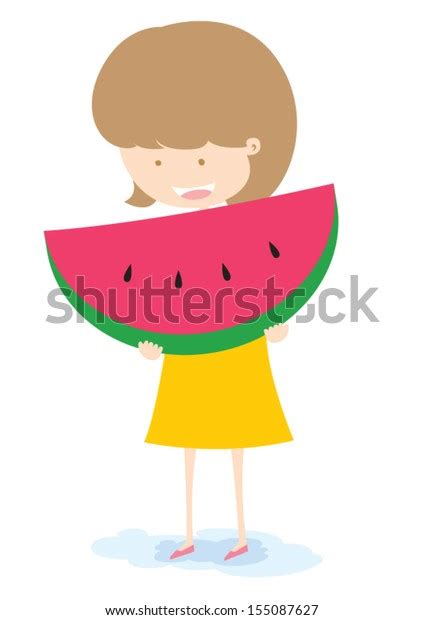 Girl Watermelon Vector Illustrationeps10 Stock Vector (Royalty Free ...