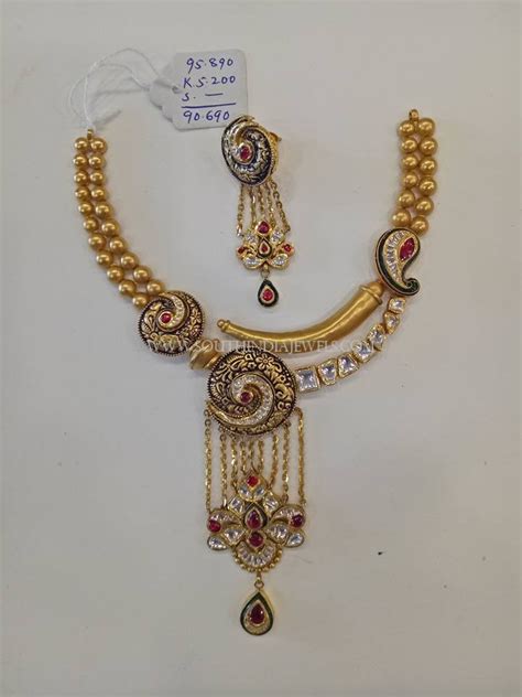 Grams Gold Designer Necklace Set South India Jewels