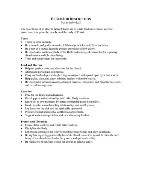 ELDER JOB DESCRIPTION - Grace Chapel