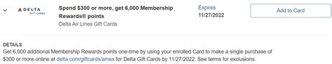 Amex Offer: 6,000 Points When Buying $300+ in Delta Gift Cards