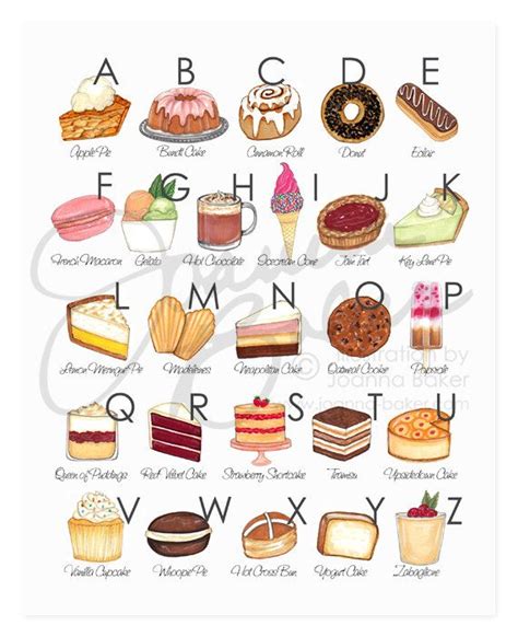 Sweet Treats Alphabet Art Print Dessert Illustrations By Etsy