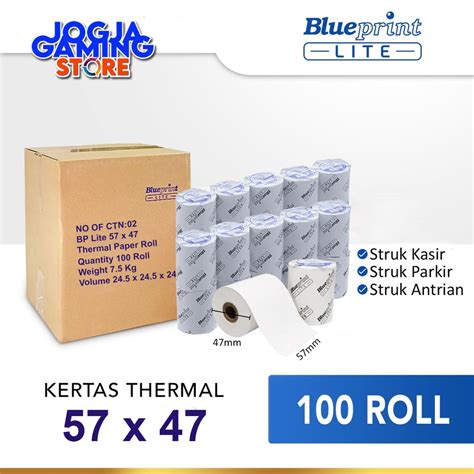 Jual KERTAS THERMAL KASIR STRUK BLUEPRINT Lite 57x47 57 X 47 1 Dus