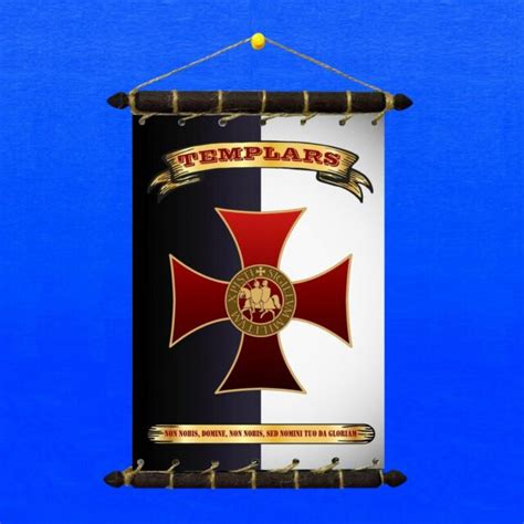 Templars Order Flag Arms Motto Set 5in1 Banner Sticker Pennant