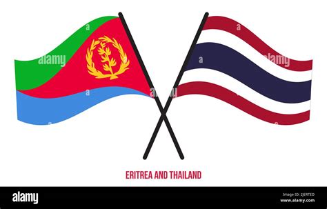 Eritrea And Thailand Flags Crossed And Waving Flat Style Official