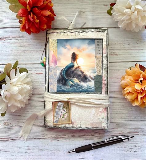 Sunset Mermaid Coastal Writing Journal Naked Junk Journal Coffee