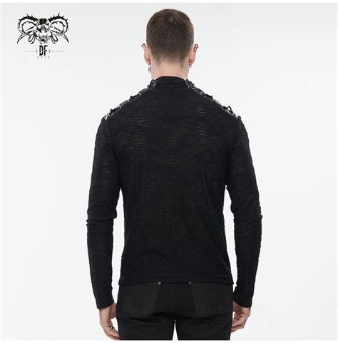 Gothic Mens Long Sleeve Pentagram Zipper Top Rebelsmarket