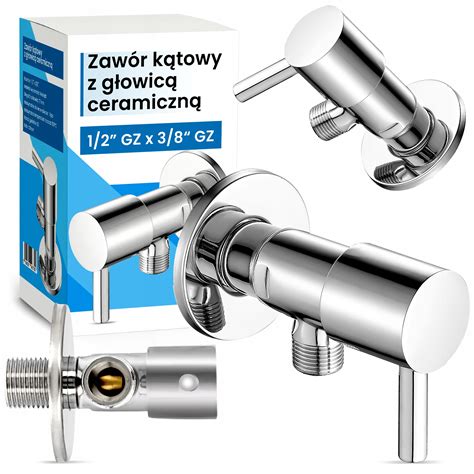 Zawór KĄTOWY 1 2x3 8 GZ Odcinający Pralki Zmywarki Baterii CERAMICZNY