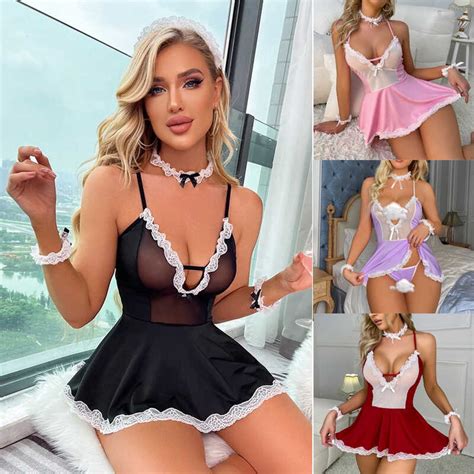 Pcs Set Hot Sexy Lace Maid Servant Costume Set Porno Pranses Sex Women