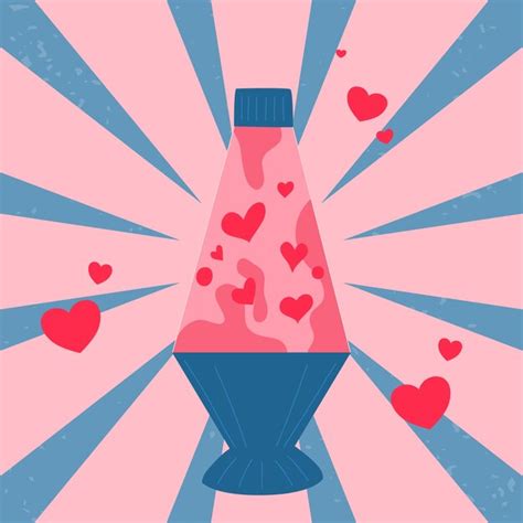 Premium Vector Vintage Lava Lamp Retro Conceptheart Shaped Pink Liquid