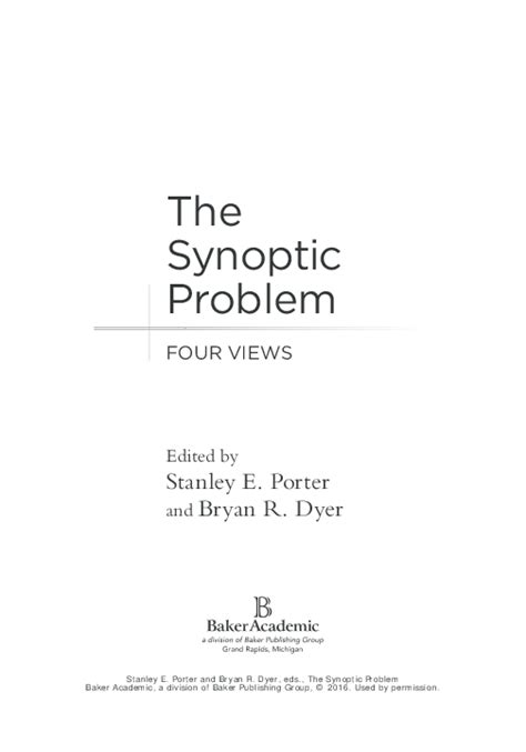 Pdf The Synoptic Problem Four Views