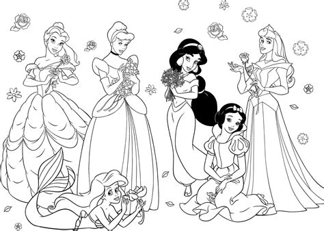 All Disney Princesses Together Coloring Pages at GetDrawings | Free ...