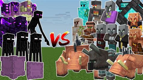 End Mobs Team Vs Piglin Illager And Villager Mobs Team Minecraft Mob