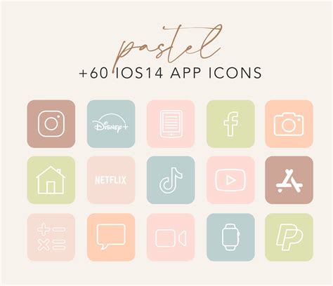 IOS14 App Icons iPhone PASTEL Aesthetic 62 App Pack ios 14 | Etsy