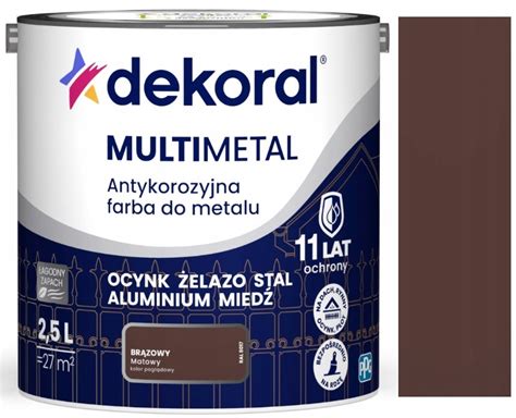 DEKORAL MULTIMETAL FARBA ANTYKOROZYJNA DO METALU BRĄZOWY RAL 8017 2 5L