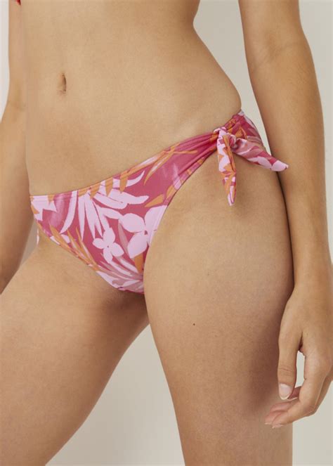 Pink Palm Print Twist Bikini Briefs