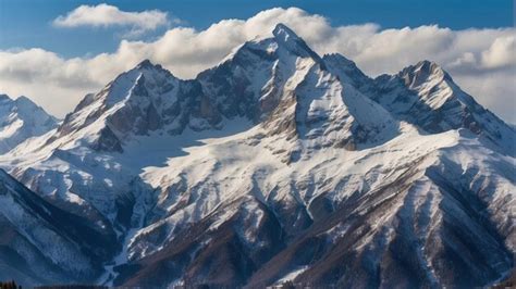 Premium Photo Majestic Snow Covered Mountain Peak Close Up