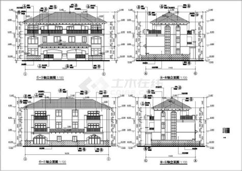 上海某3层框架结构联排别墅两方案图框架结构土木在线