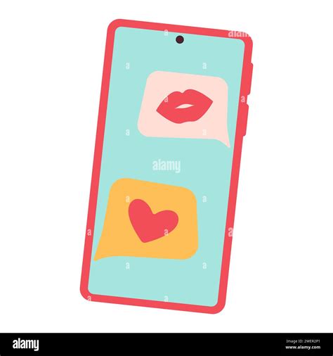 Valentine Romantic Phone With Love Message Smartphone With Heart Emoji