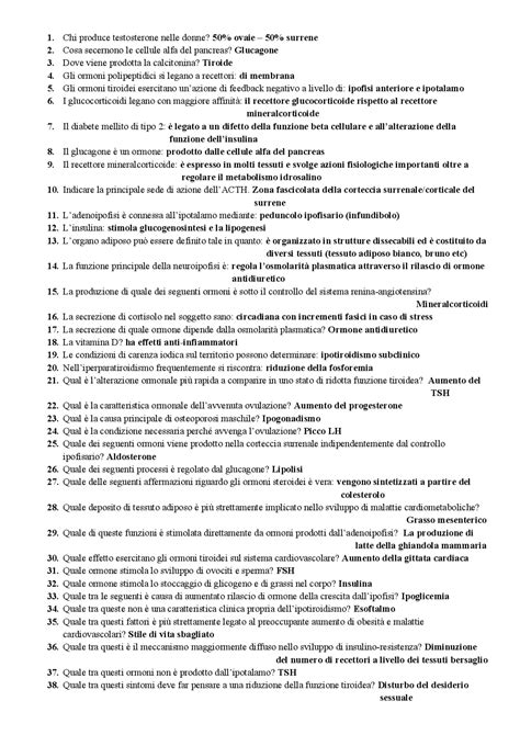 Domande Risposta Multipla Endocrinologia Lm67 San Raffaele Completo